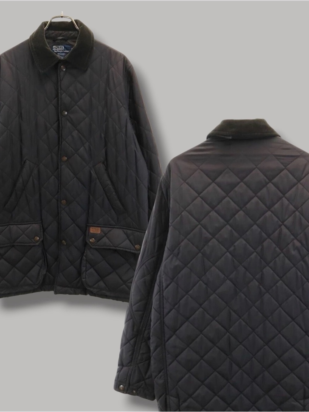 VTG Polo by Ralph Lauren quilted jcharcoal gray, corduroy collar